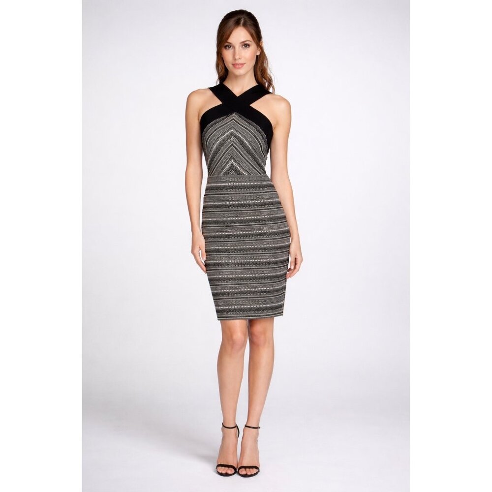 NWT Laundry By Shelli Segal Size 6 Halter Metallic Formal Wedding Dress $225